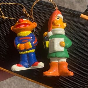Vintage Colorful Burt and Erin sesame street Character Hanging Ornaments